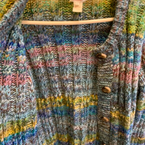 SUNDANCE PINEBROOK CARDIGAN SPACE DYED KNIT WOOL BLEND  SIZE LARGE - Picture 4 of 5